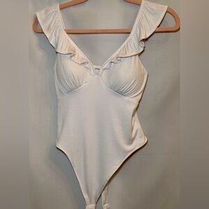 NWT Madden NYC White Ruffled Bodysuit